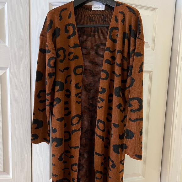 Goodnight Macaroon Sweaters - Goodnight Macaroon long leopard duster cardigan.